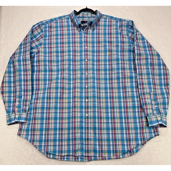 Lauren Ralph Lauren Other - Ralph Lauren Button Down Shirt Men 3XLT Turquoise Pink Plaid Lightweight